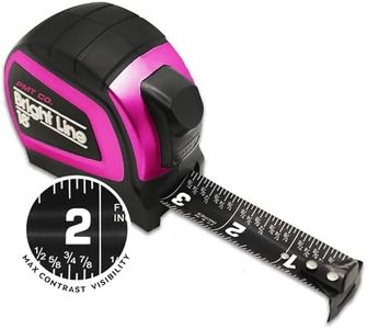 Perfect Measuring Tape - Pink BrightLine High Contrast EasyRead Tape Measure for Low Light (Dark Mode) - Rubber Case 18ft (Inch Fractions) Dual Sided Auto Lock Tape Measure Retractable (Pink)