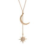 Moon and Star Necklaces, AILUOR Fashion Bohemia Crystal Crescent Moon&Star Necklaces Tassel Pendants Unique Retro Gold Color Delicate Long Sweater Chain Necklace Accessories Jewelry for Women Girl (Gold)