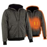 Nexgen Heat MPM1713SET Men's “Fiery’’ Heated Hoodie - Grey Zipper Front Sweatshirt Jacket for Winter w/Battery Pack - Small