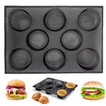 Hamburger Bun Pan for Baking, Silicone Hamburger Bun Mold, 8 Cavity Silicone Hamburger Bread Mold for Gluten-Free Hamburger Buns with Pinholes for Better Air Circulation