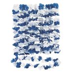 Blue and White Hawaiian Flower Leis - Set of 12 - Luau, Party and School Spirit Supplies