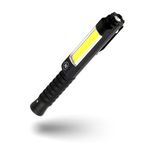 NEBO Big Larry 3 Work Light, 600 Lumen Flashlight with COB Work Light, Pocket Clip Magnetic Base for Hands-Free Lighting, Portable COB LED Dimmable Flashlight, Hazard Light-Red (Black)