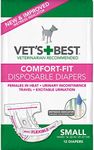 Vet's Best Comfort Fit Dog Diapers | Disposable Female Dog Diapers | Absorbent with Leak Proof Fit | Small, 12 Count