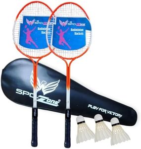 Badminton Racquet Set of 2 with 3 Pieces Feathers Shuttlecock with Badminton Cover Full Combo -Badminton Kit