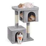 Feandrea Cat Tree Tower, 101 cm, XL, for Extra Large Cats up to 20 kg, Large Perch, 2 Caves, Scratching Post, Light Grey PCT614W01