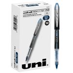 uni-ball VISION ELITE Rollerball, Stick Roller Ball Pen Micro-0.5mm, 12 Pack, Blue/Black Ink (69020)