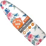 SUNKLOOF Extra Wide Ironing Board Cover and Pad, Silicone Coating, 400°F Scorch Resistant Thick Padding, 18X49 Extra Wide Iron Board Cover with 4 Fasteners Heavy Duty Elastic Edge, Heatproof Flower