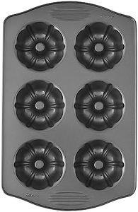 Wilton Excelle Elite Non-Stick 6-Cavity Mini Fluted Tube Baking Pan for Muffins and Cupcakes, Steel