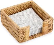 IGNPION Square Rattan Napkin Holders, Cocktail Napkins Tray Woven Serviette Dispenser for Restaurant 5X5 Paper Napkins Storage Tray for Party, Bar, Kitchen, Restaurant Decor