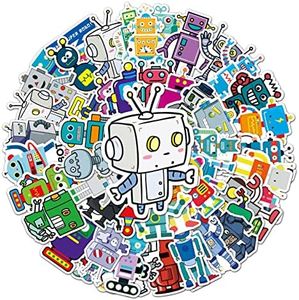 50Pcs Cute Robot Stickers, Science Theme Vinyl Waterproof Decals for Computer Skateboard Laptop Water Bottle Luggage Notebook for Kids Teens Adult