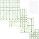 Quilting Rulers,Quilting Templates(4.5"X4.5", 6"X6", 9.5"X9.5", 12.5"X12.5"),Acrylic Square Ruler,Square Quilting Ruler,Fabric Cutting Ruler for Quilting and Sewing(Green)