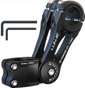 LUNJE Adjustable MTB Stem 31.8mm 80 Degree, 6061-T6 Forged CNC Aluminum, Sandblasted Matte Finish, Gear-Lock Anti-Flip Design, Laser Engraved, Fits Mountain/Road/BMX Bikes (31.8x110mm)