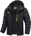 TACVASEN Sports Jacket Men Waterproof Mountain Jacket Warm Fleece Winter Jacket Combat Tactical Cargo Army Pullover Rain Coat Hoodies Jacket Zip Pocket, Black Grey, XL