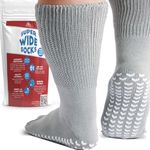 Hospital Socks for Men with Grips, Non Slip Socks for Men, Non Slip Socks for Men, Women, & Elderly, Diabetic Socks for Men 9-12, Extra Wide Socks for Swollen Feet - 1 Pair Gray