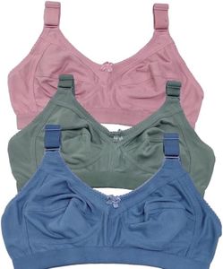 FUNAHME Women's Cotton Full Coverage Non-Padded Wirefree T-Shirt Bra Combo