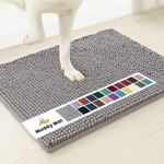 Muddy Mat AS-SEEN-ON-TV Highly Absorbent Microfiber Door Mat and Pet Rug, Non Slip Thick Washable Area and Bath Mat Soft Chenille for Kitchen Bathroom Bedroom Indoor and Outdoor - Grey Medium 30"X19"