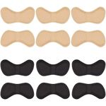 6 pairs of heel pads shoe inserts for a better shoe fit and comfort, black and flesh-coloured., 9 x 4.5 x 0.5 cm, 3 Black and 3 Beige