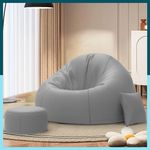 ComfyBean Faux Leather Bag with Beans Filled 4XL Bean Bag Sofa with Free Cushion and Footrest - Official : Comfortcraze Combo (Matching Color : Regular, Light-Grey)