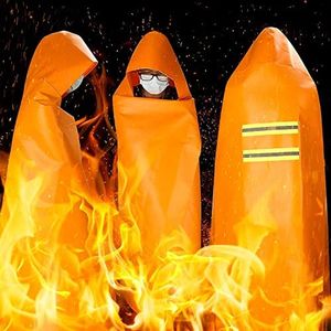 DIBBATU Fireproof Cloak, Fireproof Cape, 63*56 Inch Fireproof Hooded Cloak, Fire Emergency Survival Safety Blanket Full Body Protection, Flame Retardant Heat Insulation, Fire Escape Suit for Household