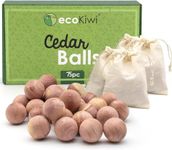 ecoKiwi Moth Balls 75 Pack - Cedarwood Moth Repellent - 100% Natural Cedar Balls Moth Repellent for Wardrobes - Cedar Oil Moth Repellent Anti Moth - Moth Treatment for House, Sandpaper & Cotton Bags