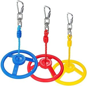 Rainbow Craft 3-Pack Ninja Wheel Obstacle for Kids - Swing Monkey Wheel for Ninja Warrior Obstacle Course for Kids Ninja Warrior Slackline Kits - Blue, Red&Yellow Color in Set