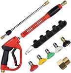 DERASL Replacement Pressure Washer Gun with Extension Wand,5000PSI M22 14mm Fitting, 40 Inch, with Spare Spray Bar Extension, 5 Different Angled Nozzle Heads for Various Cleaning Scenarios.