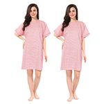 PIU Hospital Patient Cotton UNISEX Gown - Red - Combo Pack of 2