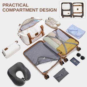 Kono 6-Piece Luggage Set – Lightweight ABS+PC Hard Shell, TSA Lock, Cream White