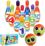 ToyVelt Kids Bowling Set - with 10 Bowling Pins & 2 Balls - Educational Early Development Indoor & Outdoor Games Set - for Toddlers & Infants Boys & Girls Ages 3,4,5-12 Years Old