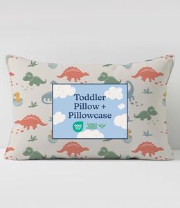 Toddler Pillow with Dinosaur Pillowcase - 13x18 Small Kids Pillow for Sleeping, Travel, Car, Nursery & Toddler Bed - Fluffy, Soft & Breathable - Ideal for Crib & Cot - Machine Washable - Ages 2 and Up
