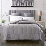 Evolive All Season Pre Washed Soft Microfiber White Goose Down Alternative Comforter (Grey, Full/Queen)