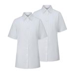 Trutex Basics 2 Pack Girls Short Sleeve School Shirts (3-16+ Years). Regular Fit Girls School Blouses, White Shirts for Girls, Easy Iron Girls White School Shirts - Genuine School Uniform