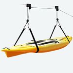 Genki Kayak Hoist Bike Lift with Pulley System Garage Ceiling Storage Rack for Kayak, Canoe, Bike, or Ladder Storage