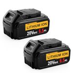 Energup 2Pack 20V 6.5Ah Lithium Battery for Dewalt 20V Max XR Battery for DCB205 DCB204 DCB203 DCB200 DCB206 DCB201 DCD780 DCD785 DCD795 DCF885 DCF895 DCS380 DCS391 for Dewalt 20V Batteries