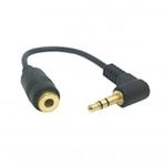 HDMIHOME 90 Degree Right Angled 3.5mm 3poles Audio Stereo Male to Female Extension Cable 10cm Black