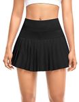 DERCA Womens Tennis Skirt with Shorts Pleated Mini Skirts High Waisted Golf Skorts Athletic Skirts with Pockets (#1 Black,Small)