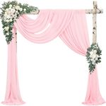 2 Panels Wedding Arch Draping Fabric 20Ft Length x 28" Width Light Pink Arch Drapes Chiffon Fabric Sheer Curtains Backdrop for Party Bridal Decor Wedding Ceremony Ceiling Stage Reception Decorations