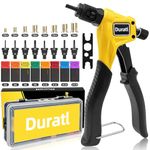 Duratl Rivet Nut Tool Kit, 8-Inch Hand Rivnut Tool for Tight Spaces, Nutsert Tool Kit with 96pcs Rivnuts, 8 Metric & SAE Mandrels (M3-M6, 6-32, 8-32, 10-24, 1/4-20), Durable Carrying Case Included