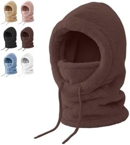 3 in 1 Hat for Women, 2026 New Women Balaclava Winter, Cold Hat Windproof Hooded Scarf, Thick Plush-Lined (Coffee)