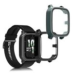 kwmobile Cover Comaptible with Garmin Venu Sq 2 Music/Sq 2 Covers - 2x Tempered Glass with Plastic Frame - Black/Green