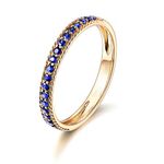 Daesar 18ct Yellow Gold Wedding Rings For Women Elegant Simple Thin Rows Round Sapphire Wedding Rings For Women Gold Ring Size J 1/2