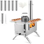 Camping Stove Canada, Portable Wood Stove for Hot Tents & Ice Fishing, Lightweight Stainless Steel Camp Stove with Heat Control Pipe, Fast Burning stove for Outdoor Cooking, Winter Camping