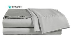 ELINEN 100% Tencel Sheet Set - Queen Size 4 Piece Sheets with Deep Pockets up to 18 Inches - Luxuriously Cooling, Super Soft & Silky Sateen Weave Lyocell Bed Sheets in Grey (Queen)