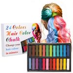 Hair Chalk, 24-Color Hair Chalk Comb for Kids, Bright Hair Color, Washable Hair Dye DIY Unique Look, Suitable for Birthday, Christmas, Parties