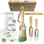 Vintage Tonality Vintage Tonality Chalked Paint Brush Set for Furniture 3 Brushes Large Small Round Pointed Natural Boar Hair Bristles for Clear Wax, Stencil and Milk Paint