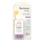 Aveeno Baby Sensitive Skin Mineral Sunscreen Stick SPF 50 with 100% mineral active ingredient, for Face & Body, Sweat- & Water-Resistant Kids Sunscreen Stick, Travel Size, 13g