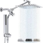 Veken 10'' Stainless Steel Rain Shower Head with Handheld Spray Combo, Wide Square Shower Heads with Wand & Extension Arm, Bathroom Accessories with Power Wash, Adjustable Rainfall Showerhead Chrome