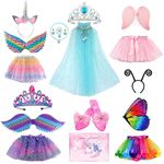 DARKNINET Princess Dress up for Girls Dress Up Pretend Play Costume,Shoes,Skirts,Cloaks,Crowns Gift Set for Girls 3-8 Years Old for Birthday Christmas