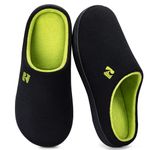 RockDove Men's Original Two-Tone Memory Foam Slipper, Black/Lime, 13-14