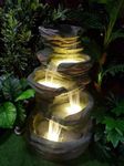 Big Bulk 5 Steps 5 Layer Big Stone Look Fiber Fountain for Home Decor/Indoor Fountain/Outdoor Fointain/Garden Fountain/Fountain for Home Decor/Fountain for Living Room(Size: 60 x 60 x106 cm)